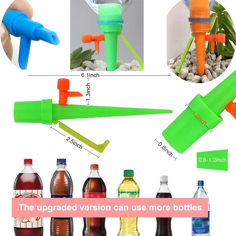 2/4/6PC Auto Sistema de Riego el riego por goteo Riego automático para plantas de interior de la flor de Spike Hogar Waterer goteo de botella