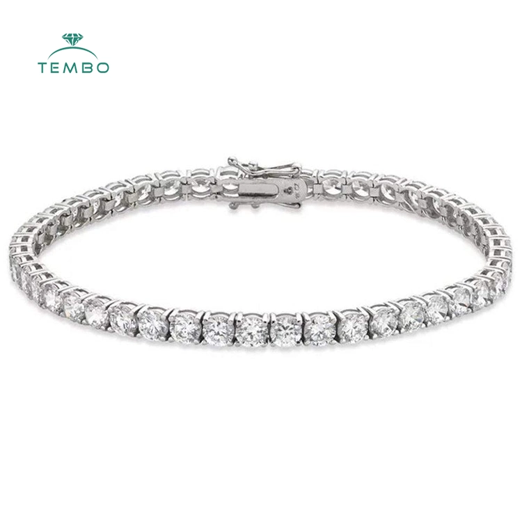 New Fashion Adjustable Length Round Cut Lab Grown Emerald Bezel Setting 10K Solid Gold Bracelets for Women