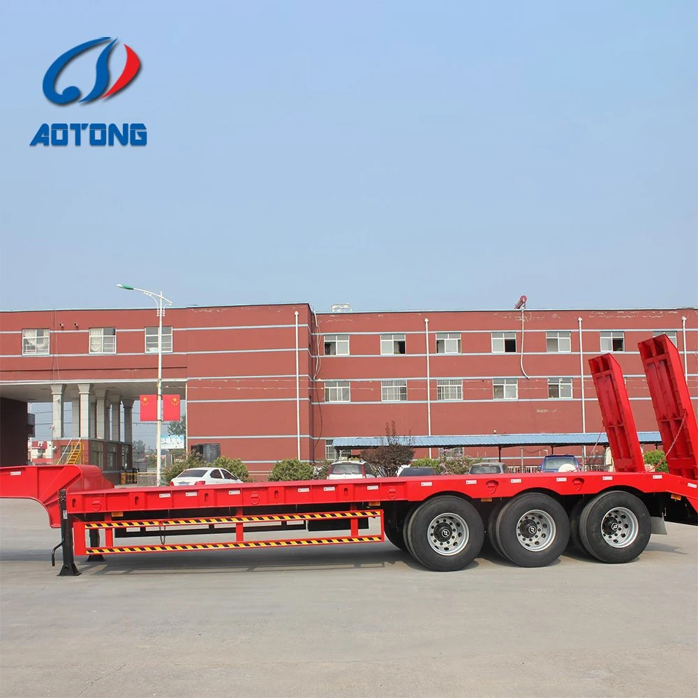 Hot 60t Hydraulic Low Deck Loader Cargo Semi Truck Trailer