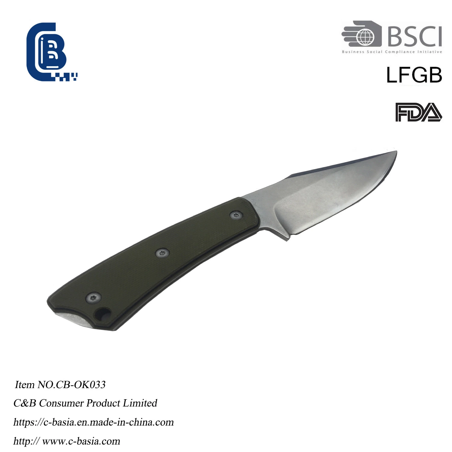 Cuchillo de hoja fija de corte de supervivencia al aire libre Camping luchar contra el cuchillo de caza de utensilios de cocina