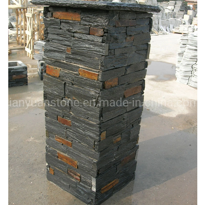 Black and Rusty Slate Cement Pillar/Slate Column