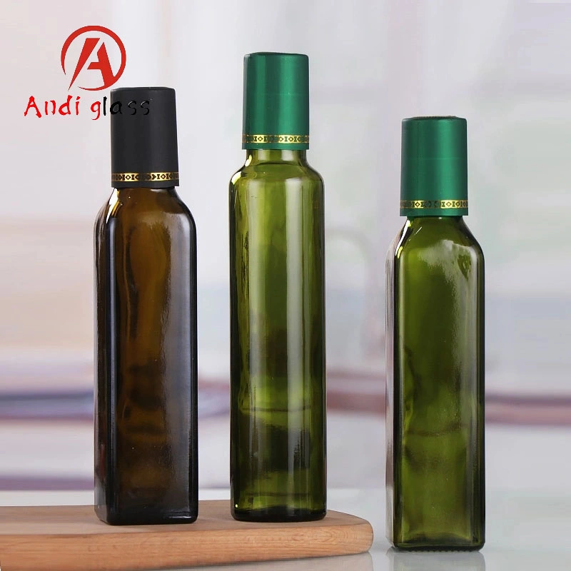 17 Oz Glass Dispenser 500ml Green Oil Vinegar Cruet with Pourers and Funnel Olive Oil Glass Bottles