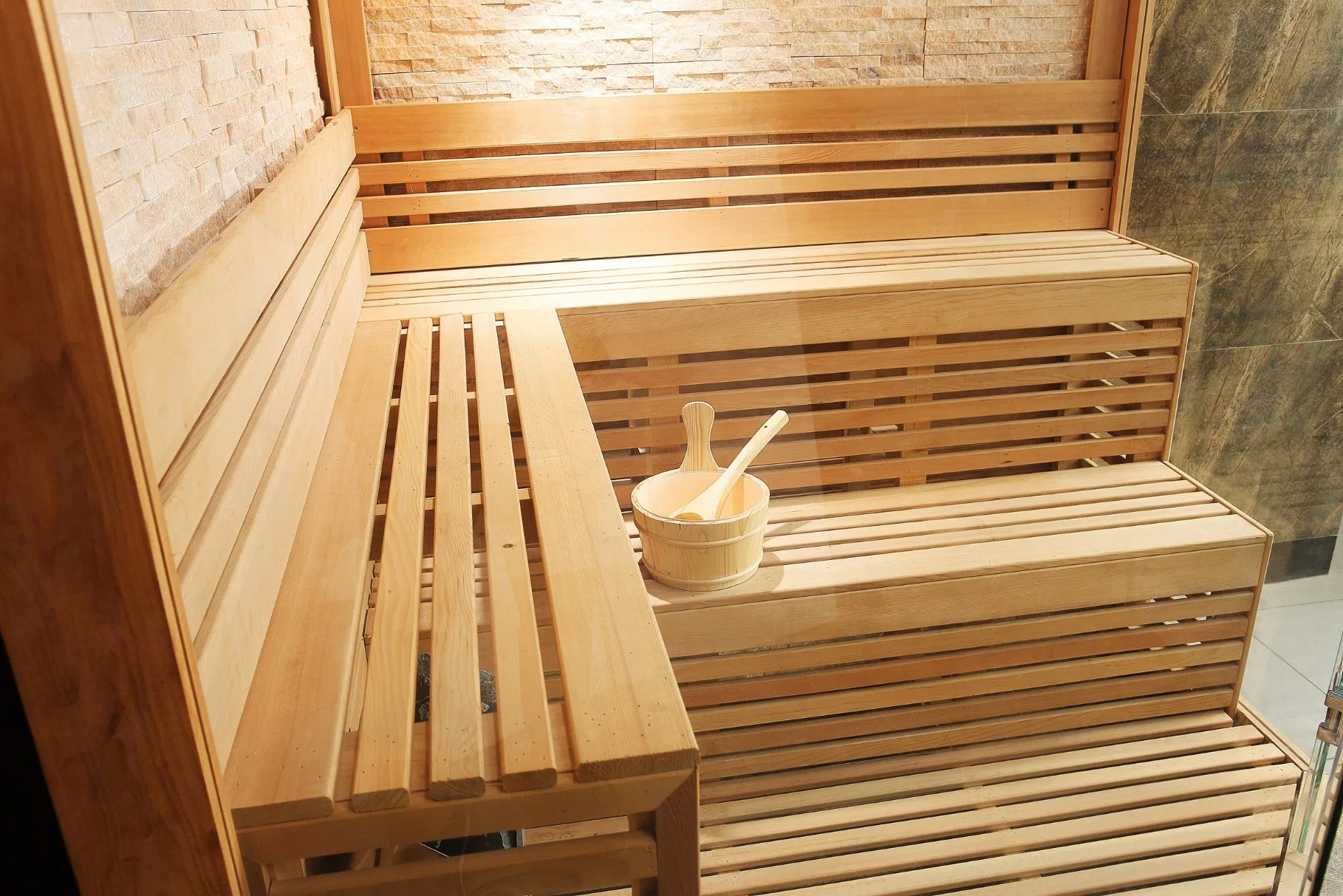 Casa de lujo el uso de madera de Hemlock canadiense vapor seco Sauna Infrarrojo Lejano