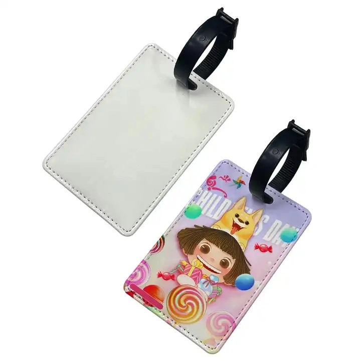 Sublimation Travel Name Tag Blank Customized Print PU Leather Glitter Back Labels Loss Prevention Sublimation Luggage Tags