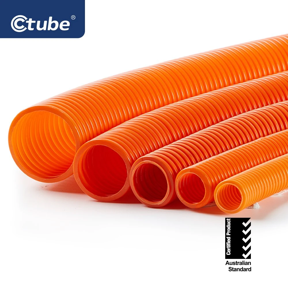 Heavy Duty Flexible Plastic Corrugated Tube with Orange PVC