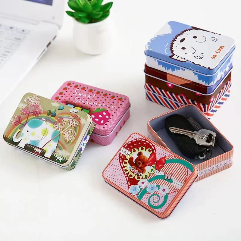 Rectangular Tin Box Empty Tin Box Containers Portable Tea Storage Container with Lid Home Storage Box for Tea Candy