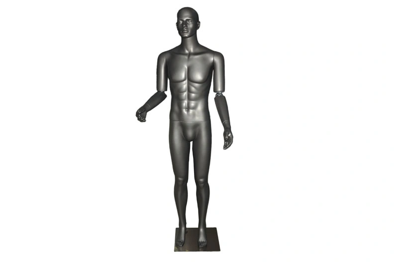 Male Standing Fiberglass Clothing Display Adjustable Arms Mannequin