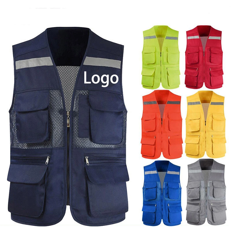 Custom Cheap Work High Visible Clothing Yellow Orange Traffic Construction Safety Reflective Vest with Logo