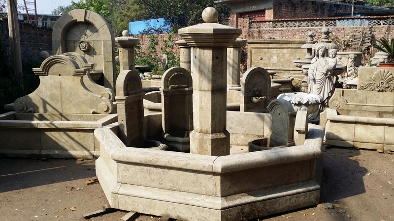 Piedra caliza de estilo europeo, fuente de agua, fuente de piedra del jardín