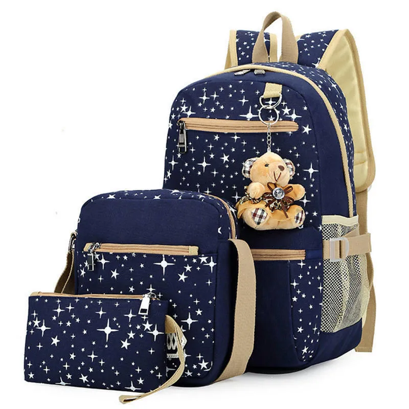 3PCS/Set School Bags for Girls Women Backpack School Bags Star Printing Backpack Schoolbag Women Travel Bag Rucksacks Mochila