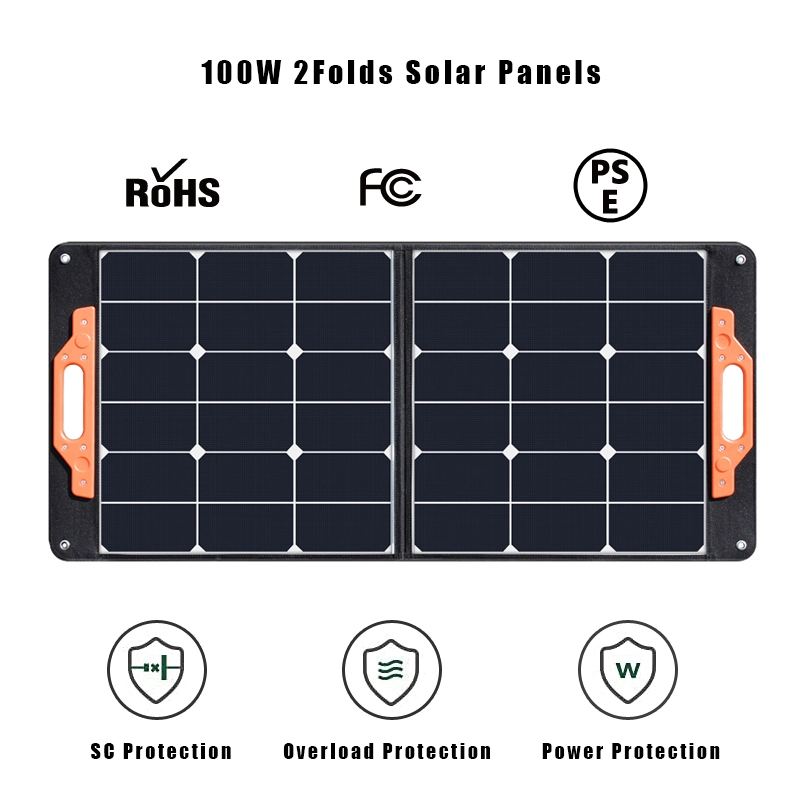 100W Panneau Solaire Portable Pliable avec Pieds de Support Flexibles pour le Camping