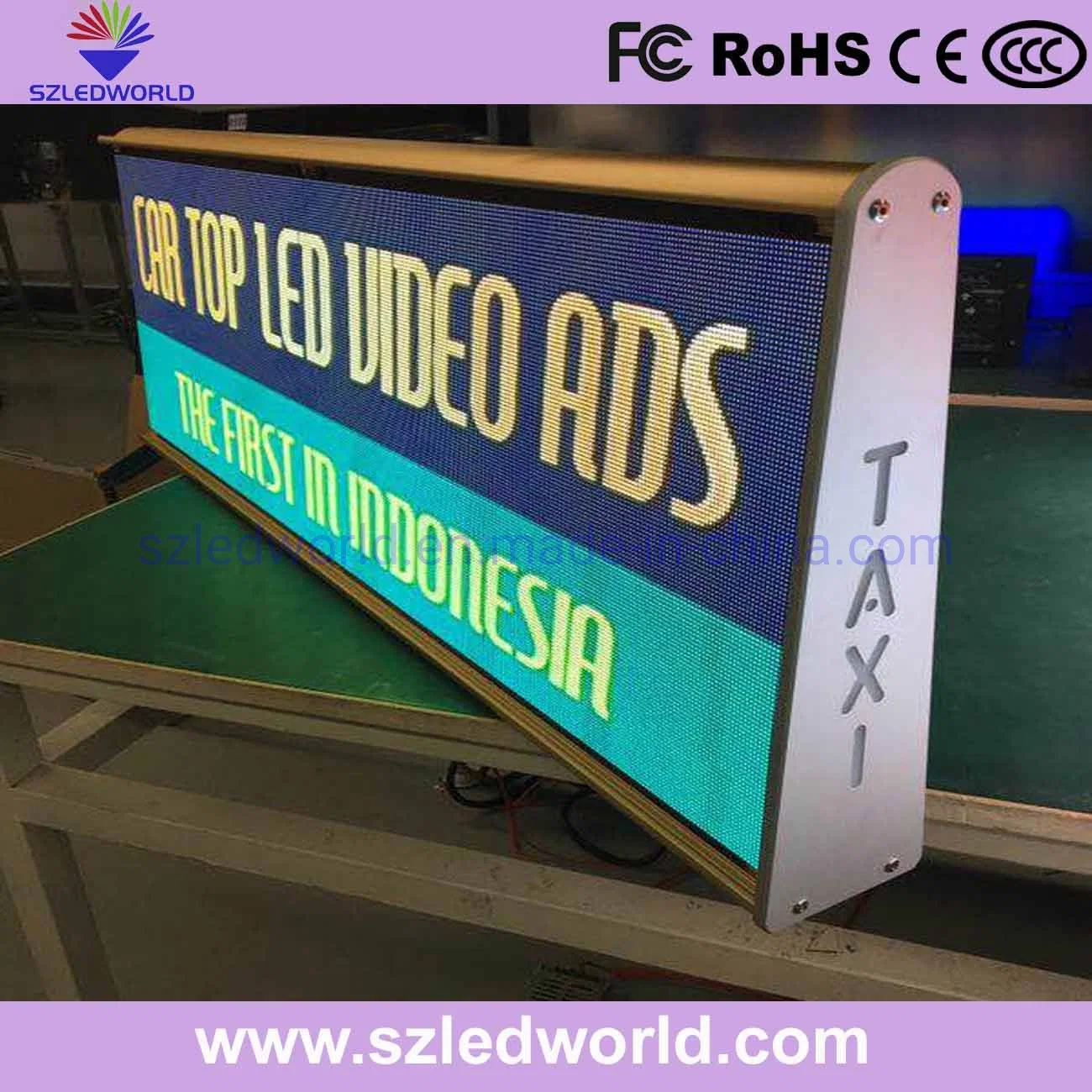 Quality P5 Taxi Roof Video LED Display with 4G/WiFi Cloud Control Car