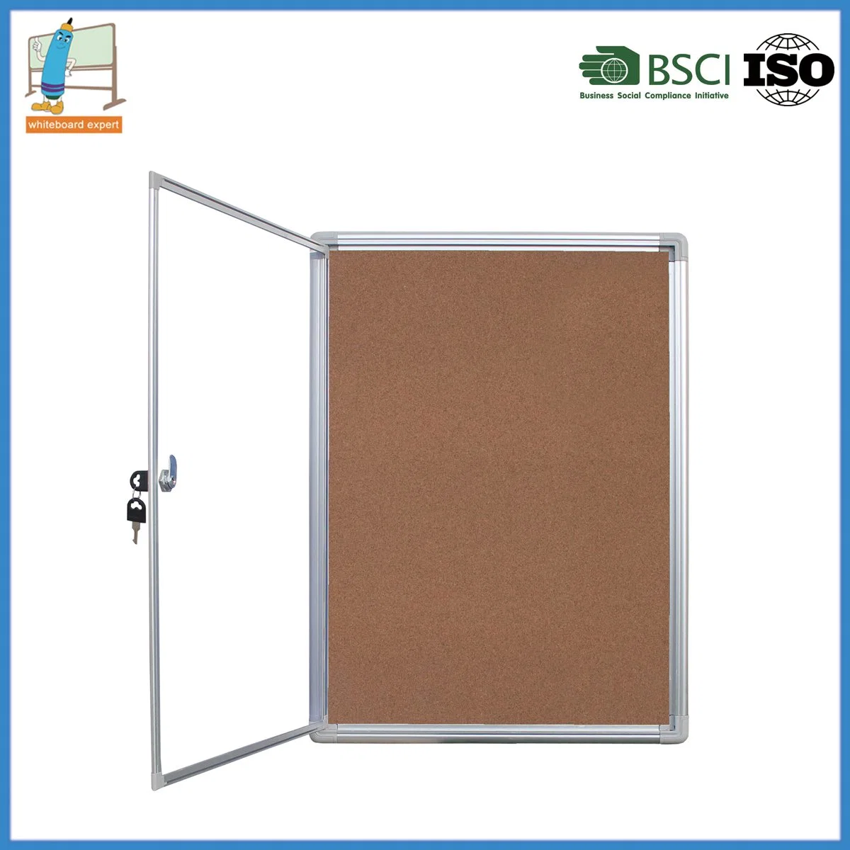 900X1200mm Wall Mount Lockable Notice Board for Office