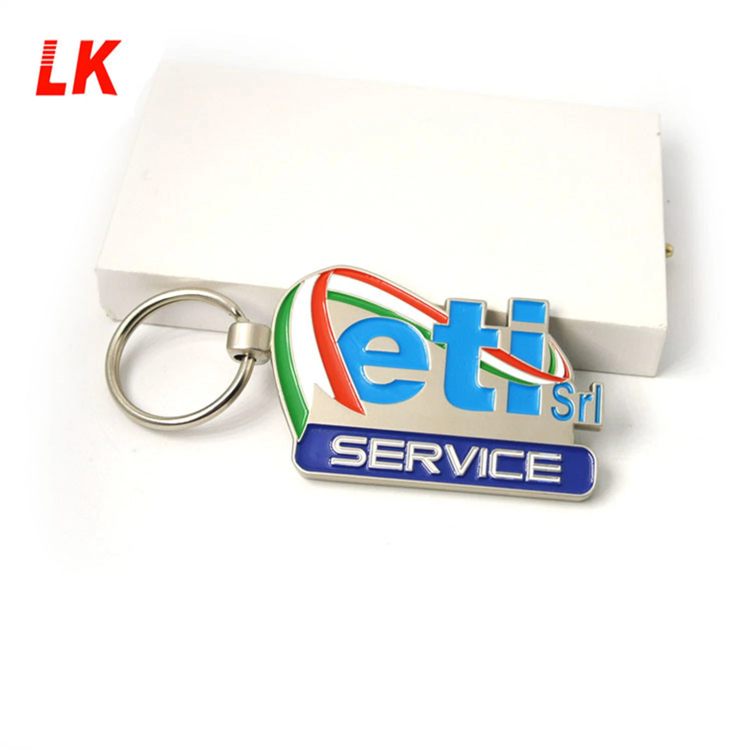 Custom Logo Die Cast Metal Keychain Key Rings with Link Chain