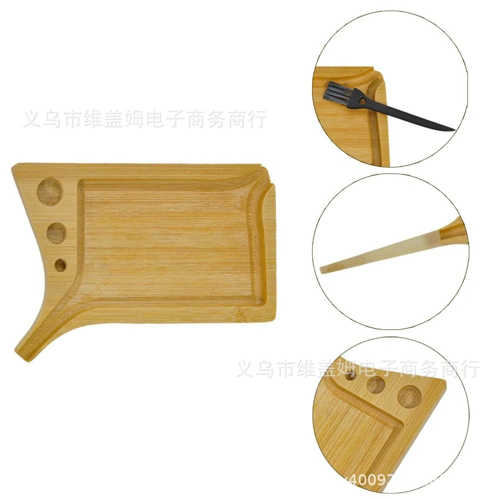 Custom Logo Natural Bamboo and Wood Cigarette Plate Cigar Plate Cigarette Tray Hand Roll Operation Plate Smoking Accessories