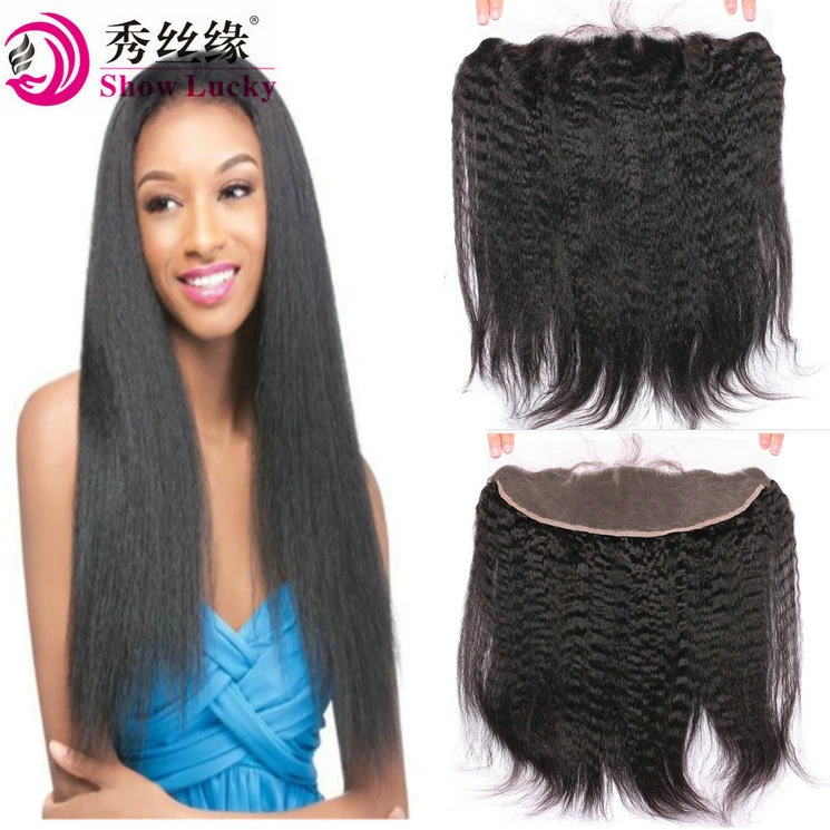 Venta directa de fábrica sin procesar Virgen Natural Remy Hair Extension Europeo de Derechos de encaje completo frontales cierre recta Kinky