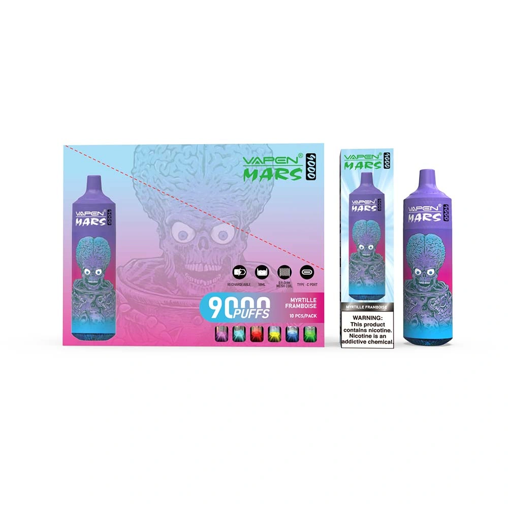 Venda de novo stock tornado 9000 puff 9K Bar Vapen Mars Kit de canetas de vape, 6 cores, RGB Light enorme Vapor