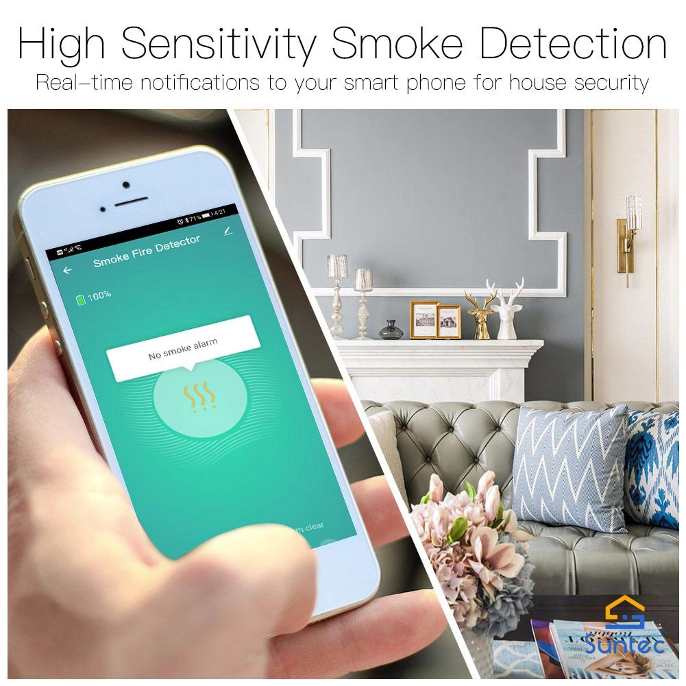 Smart Zigbee Smoke Detector Sensor Security Alarm System