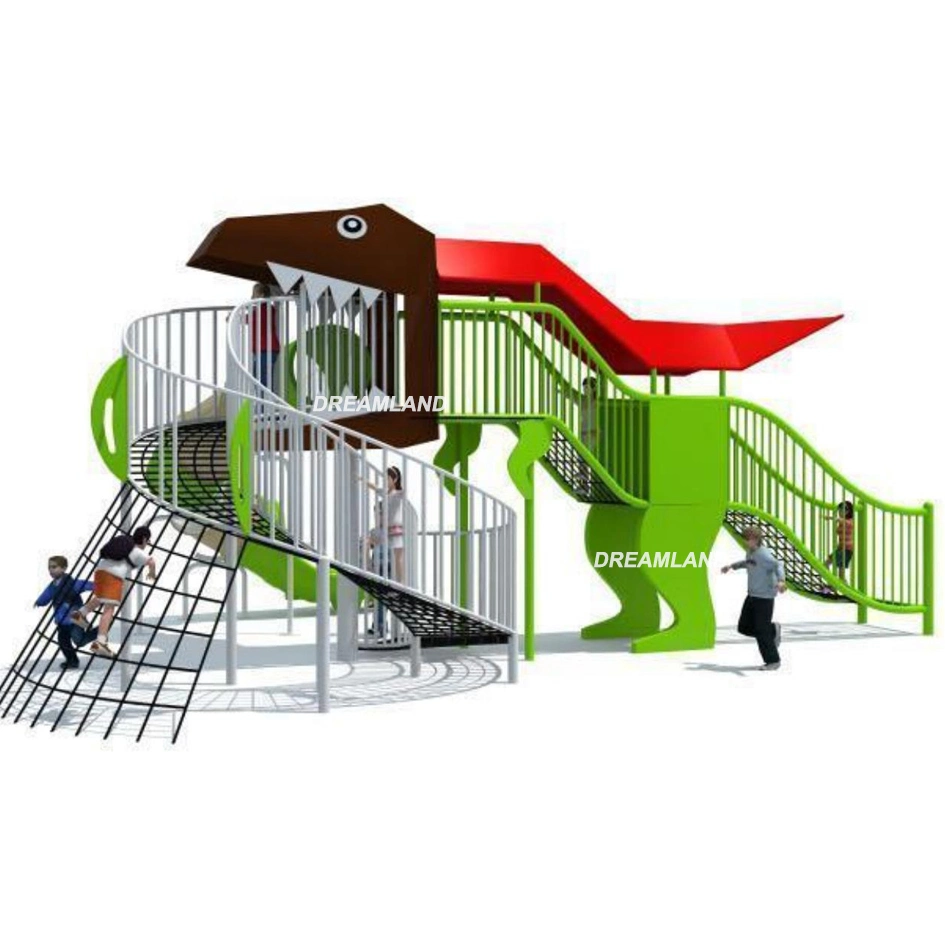Los niños del parque temático de dinosaurios de la escalada de plástico divertido patio de recreo al aire libre