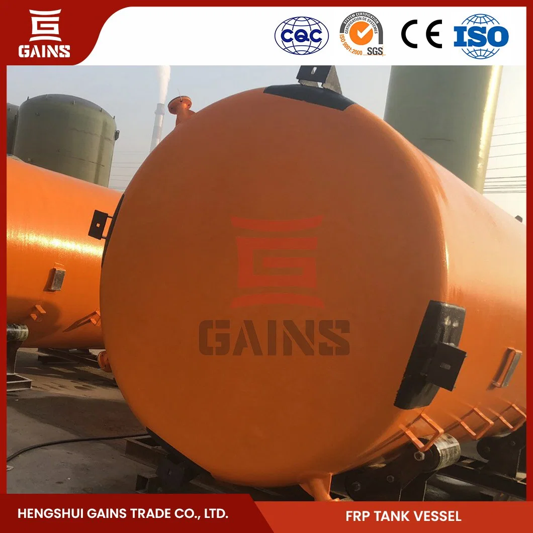 Gains FRP Horizontal Steel Chemical Tank Factory FRP Druckbehälter Tanks China FRP Chemische Lagertank für Chemikalien verwendet