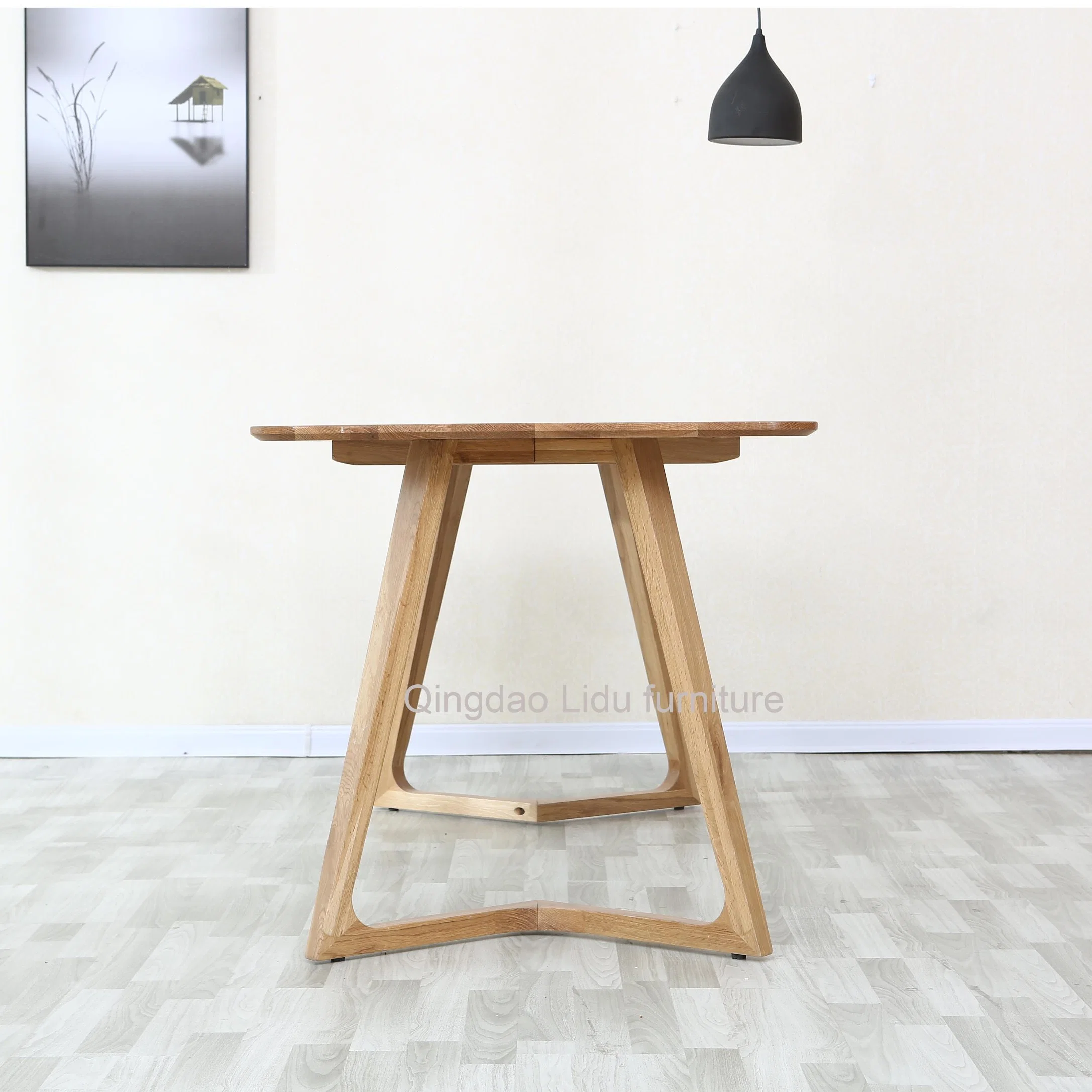 Two Colors Solid Oak Wood Dining Table and Chairs