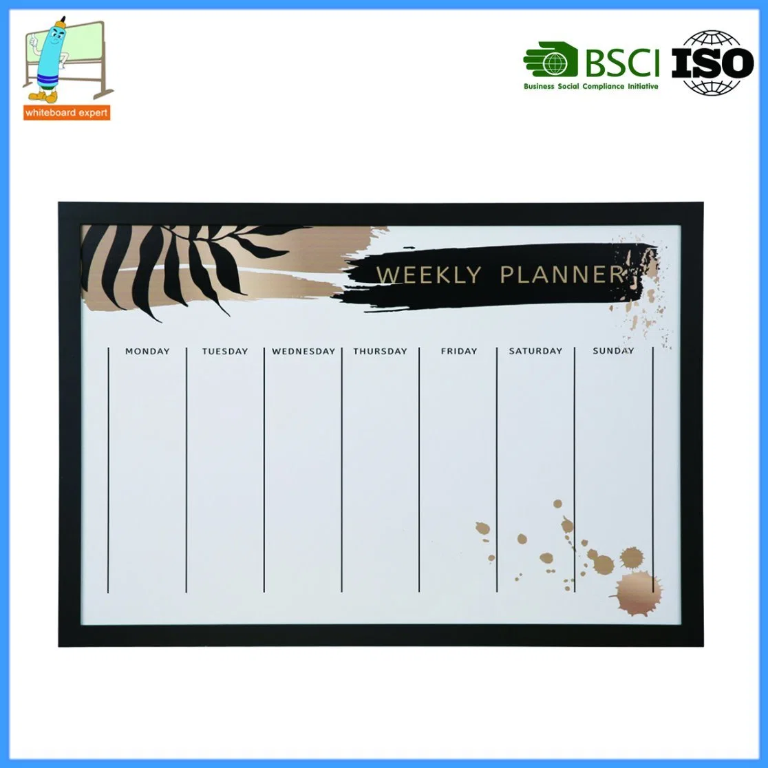 Gedruckt Wöchentliche Memokalender Trockenes Löschen Whiteboard, Magnetischer Kalender Whiteboard