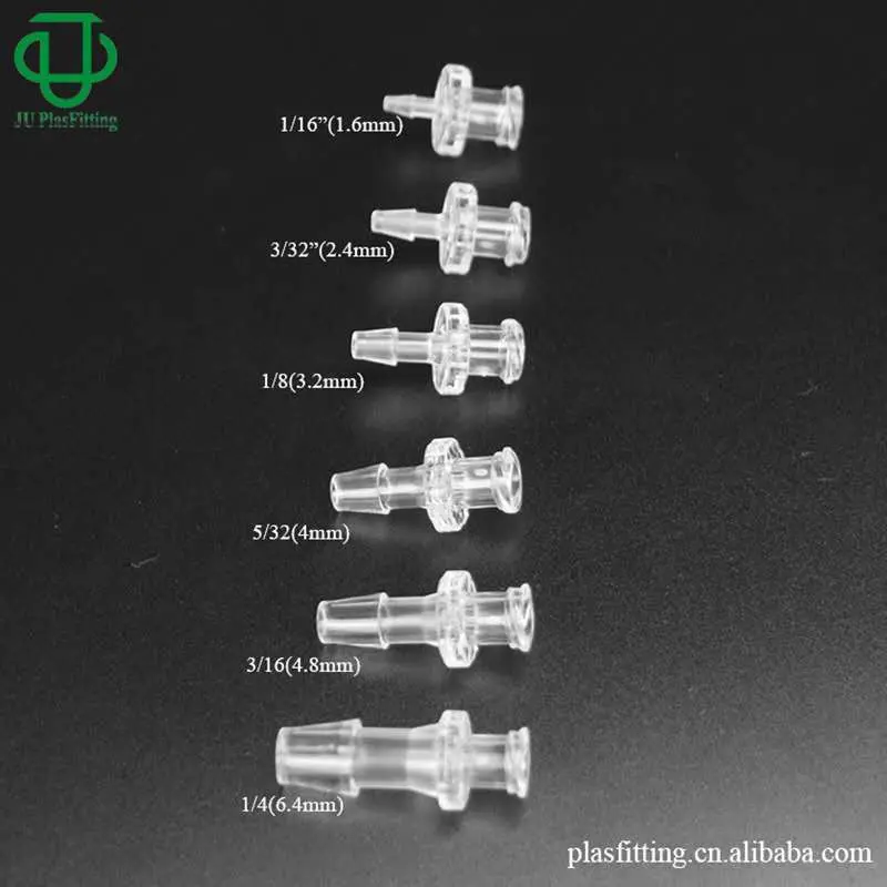 Luer plástico apretado Luer a rosca hembra 1/8" (3.2mm) ID tubo conector Luer Lock racor manguera