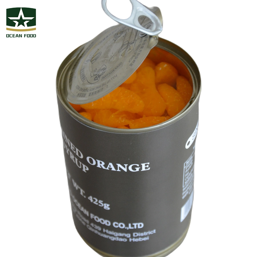 Boîte santé 425 g de fruits frais mandarine en conserve Orange dans le sirop Pour l'extérieur