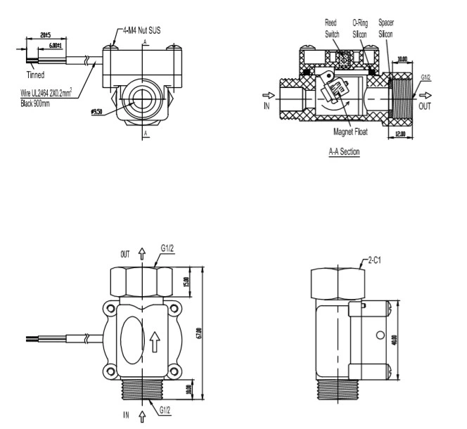 Imported Magnetic Control Switch Element Flow Switch for Water Circulation Control of Other Water Systems