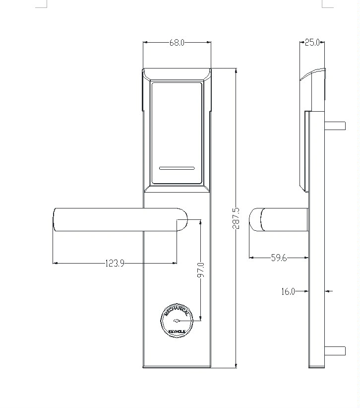 Portable Electronic Hotel Standard ANSI Morstecking Türschloss System