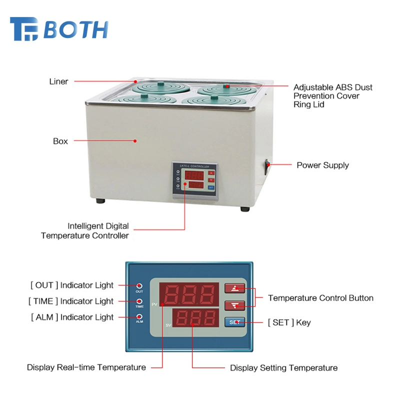 Labor-LCD-Digitalanzeige aus Edelstahl 1 2 4 6 Löcher Thermostatisches Digitales Wasserbad