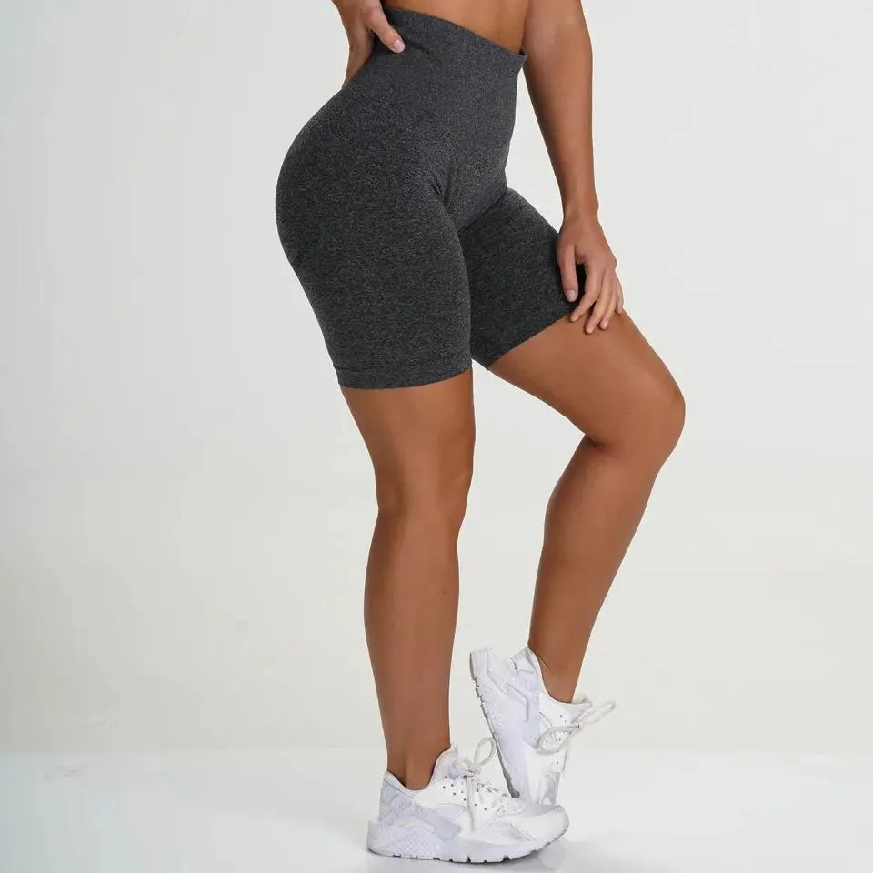 Short d'été taille haute pour Femme Yoga Short personnalisé avec logo sans coutures Levage de la butte de scrunch