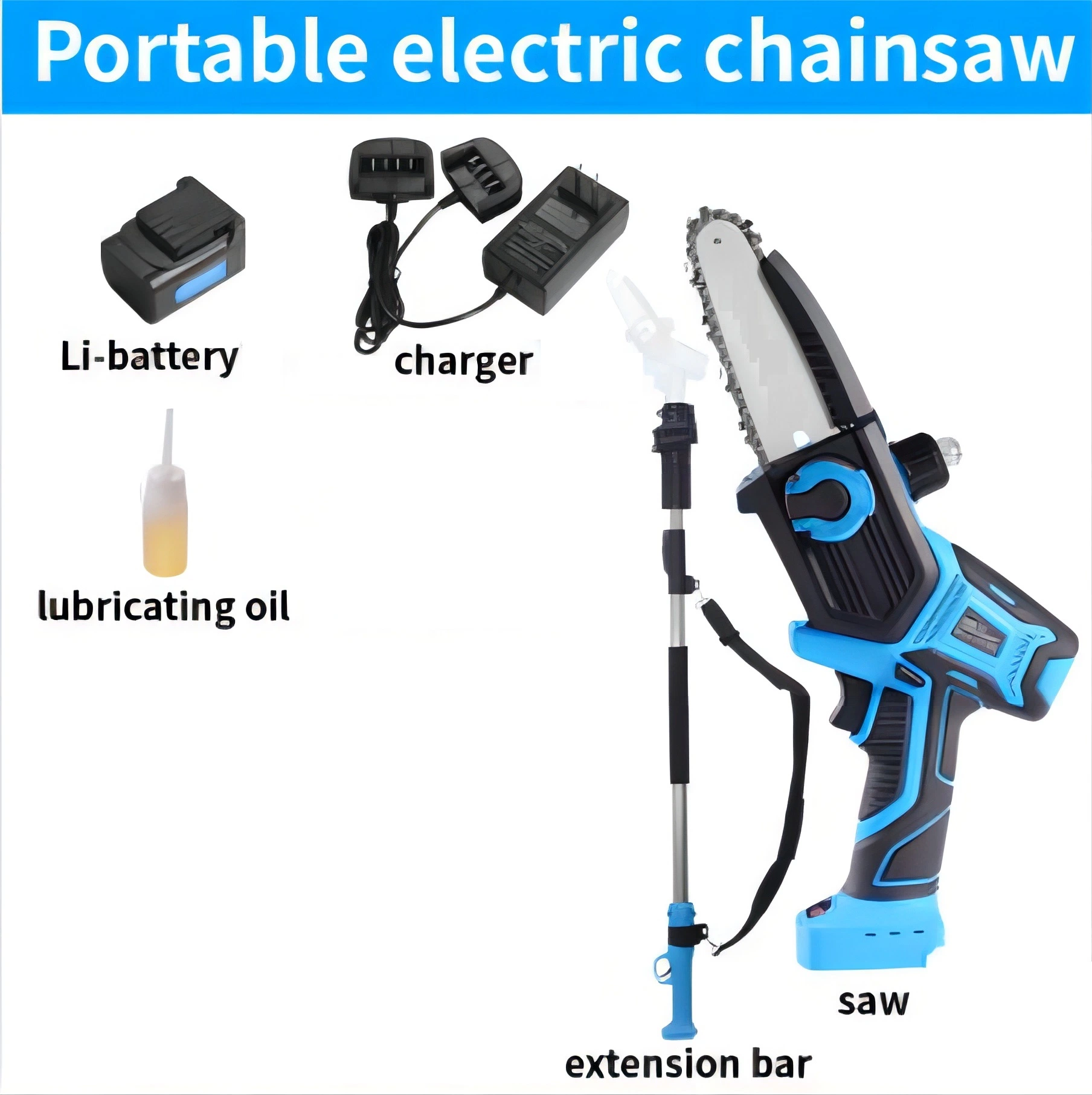 10% Rabatt-einzigartiges-Design Neues Produkt-Li-Ion Akku-Akku-Akku/Elektro-2in1 Multi-Garten-Elektrowerkzeug-Set-kurz/lang-Reichweite-Astschere/Kettensäge