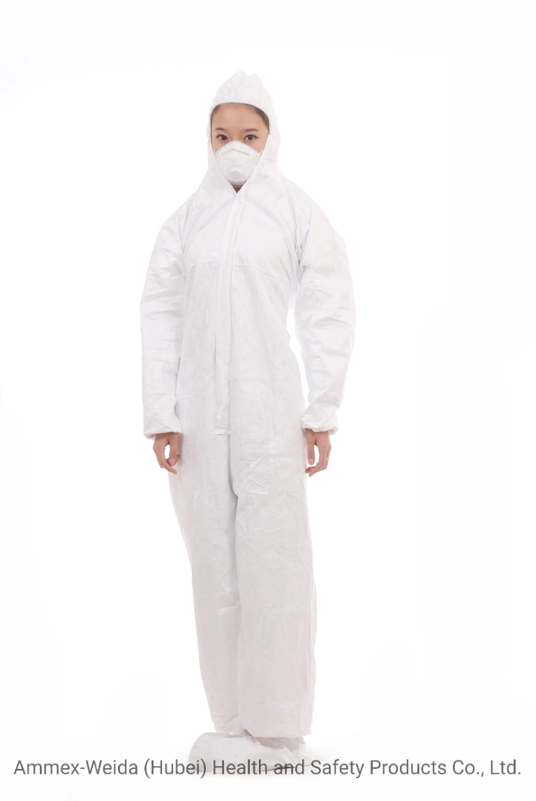 Customized Size and Weight Disposable Use Non-Woven/SMS/PP+PE Coverall with Hood