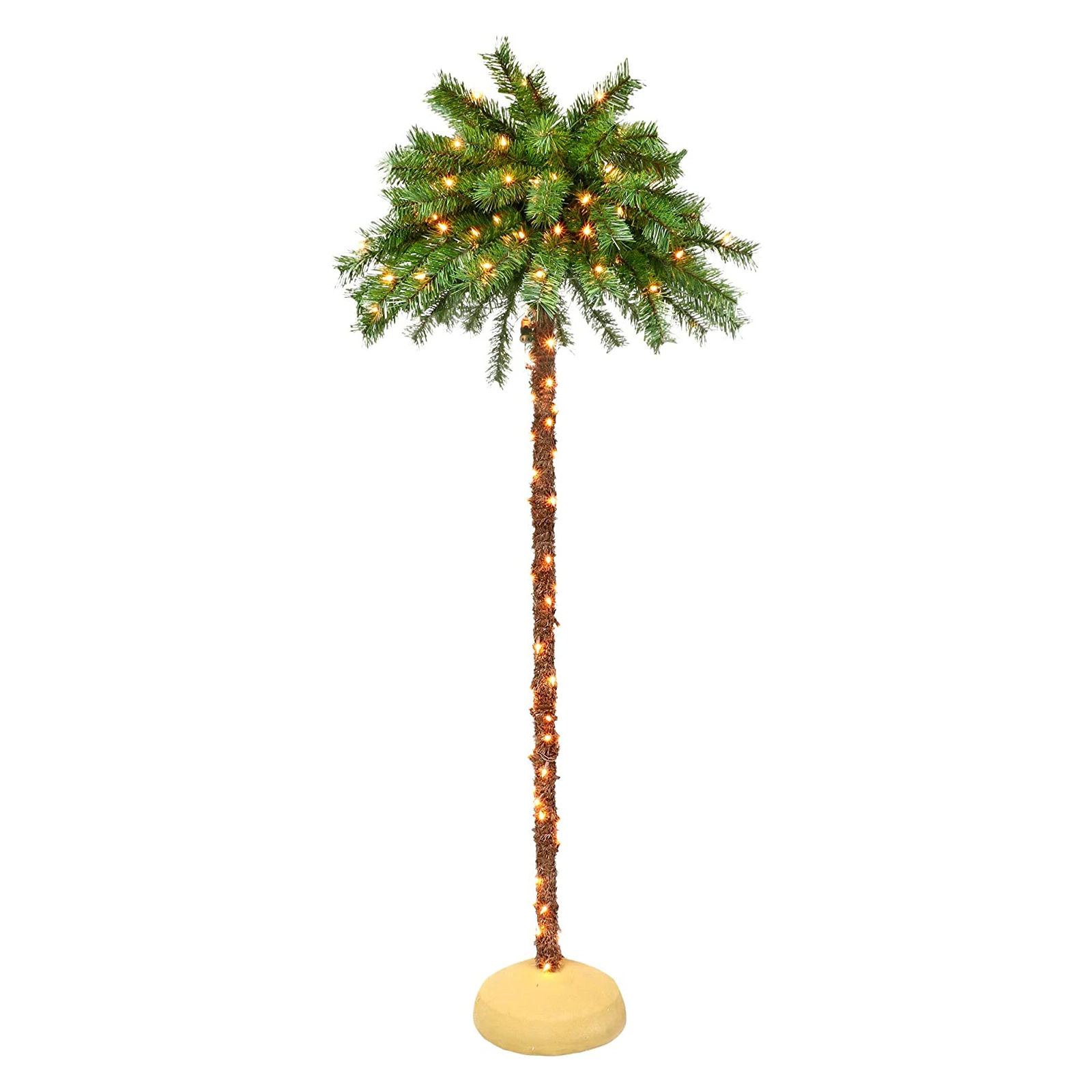 China Supplied Outdoor Plastic Hard Needle PVC PE Leaves Coconut Trees Popular Green Artificial LED Christmas Tree