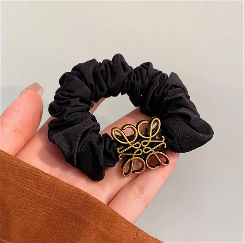 Fashion Black Head Rope Summer French Elegant Temperament Scrunchies Women Pill Head Leather Band Hair Clips Hair Accessories