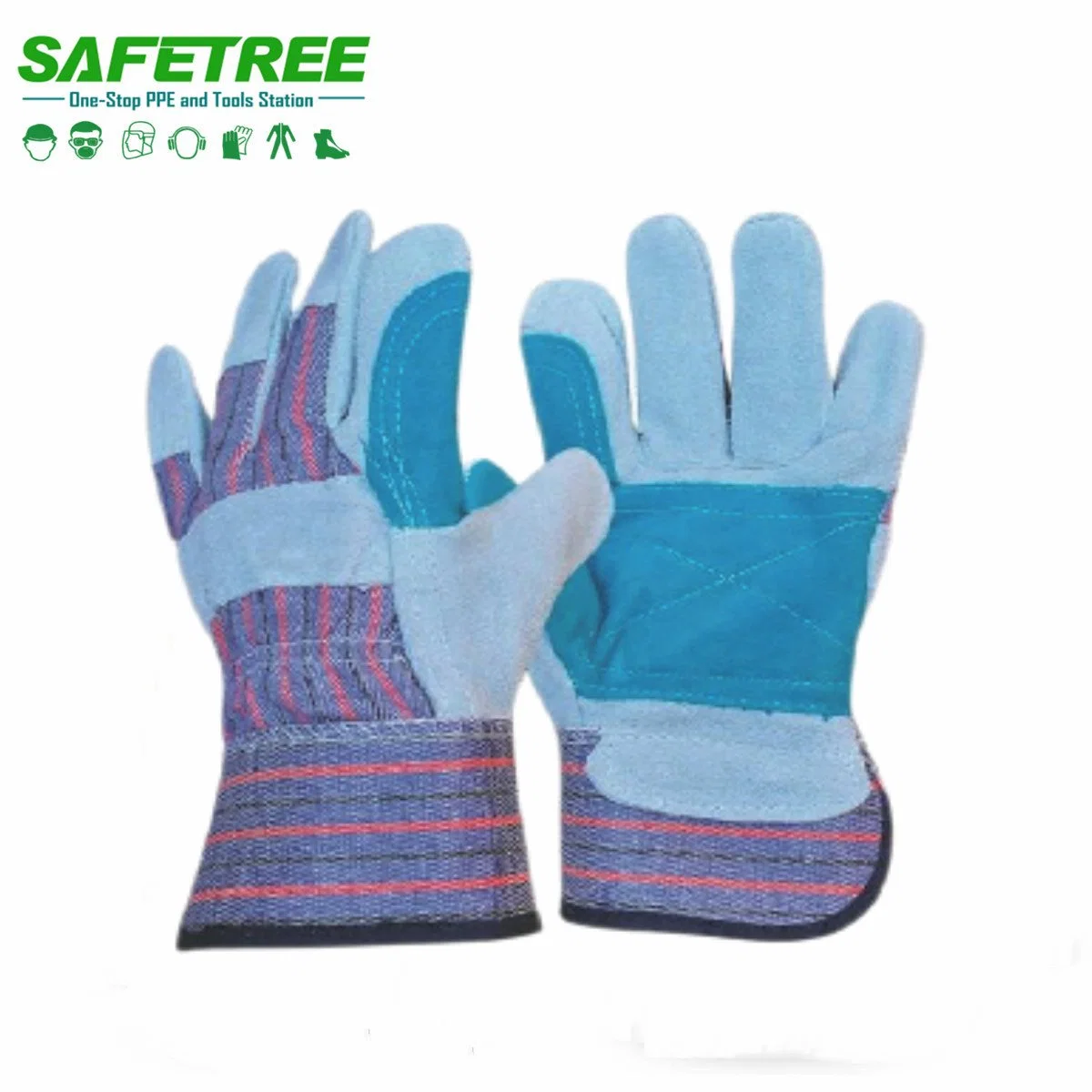 CE En388 Quality Safety Hand Protection Ab Grade Cow Split Leather with Reinforced Palm Cowhide Leather Working Gloves