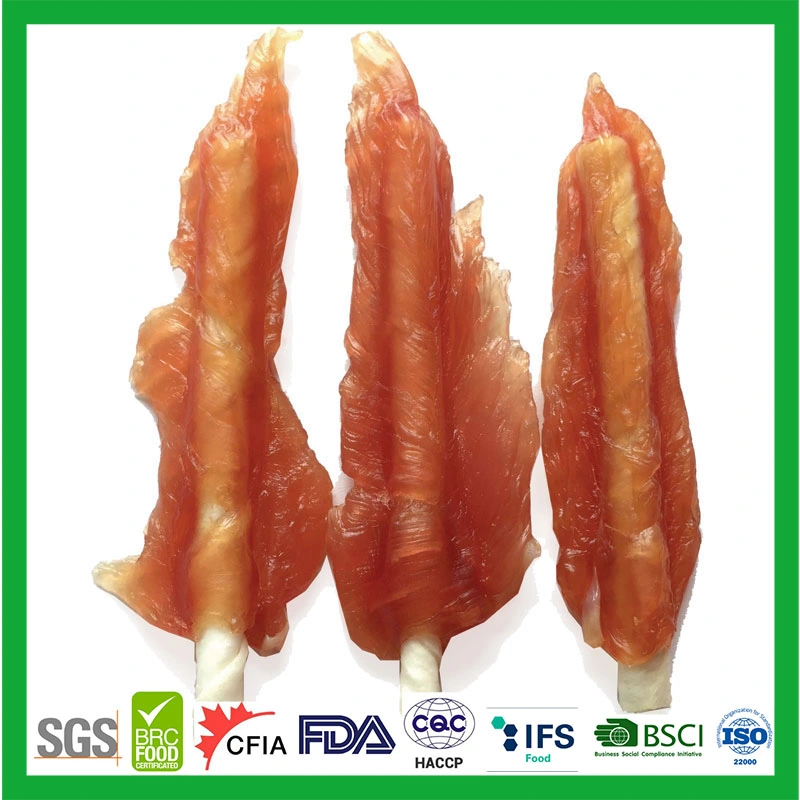 Healthy Different Size Soft Chicken Jerky& Bleached Rawhide Factory Manufacture Meaty Snacks