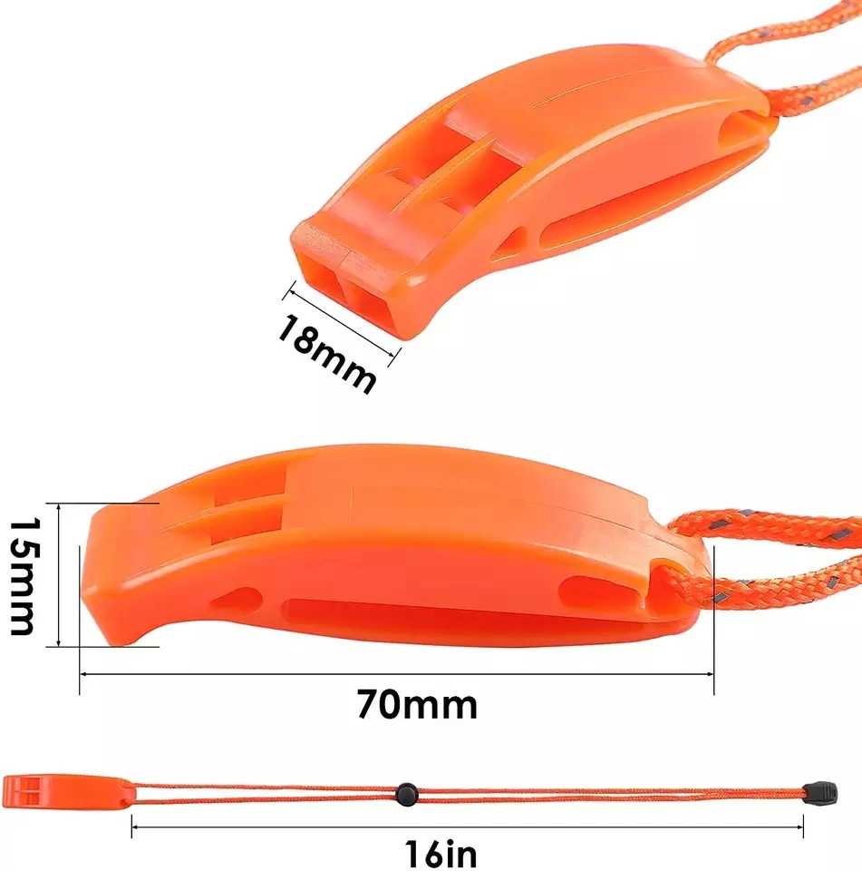 Custom Logo Printed High Decibel Orange Outdoor Safety Whistle