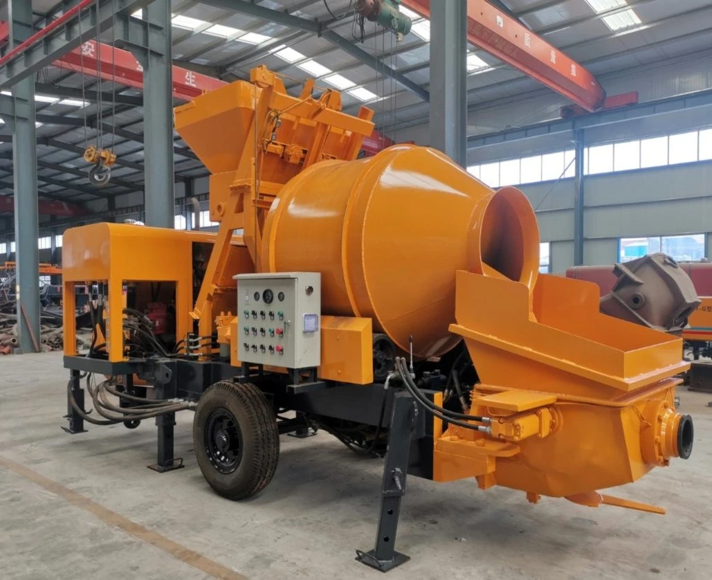 Minle 40m3/H Self Loading Diesel Portable Concrete Mixer with Pump for Construction in China