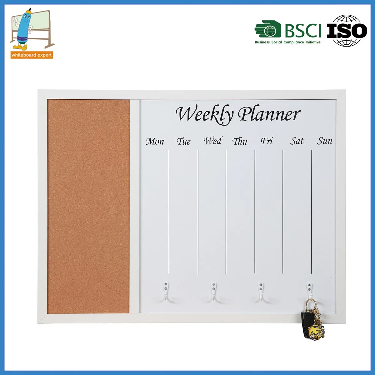 Personal Private Design White Board Magnetic with Cork Bulletin for Using Pins