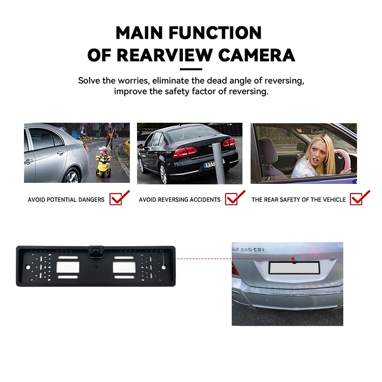 Wemaer Factory Rear Camera Car Reversing Aid Ahd 720p Specific EU License Plate HD Auto Parking Monitor Car Reverse Camera