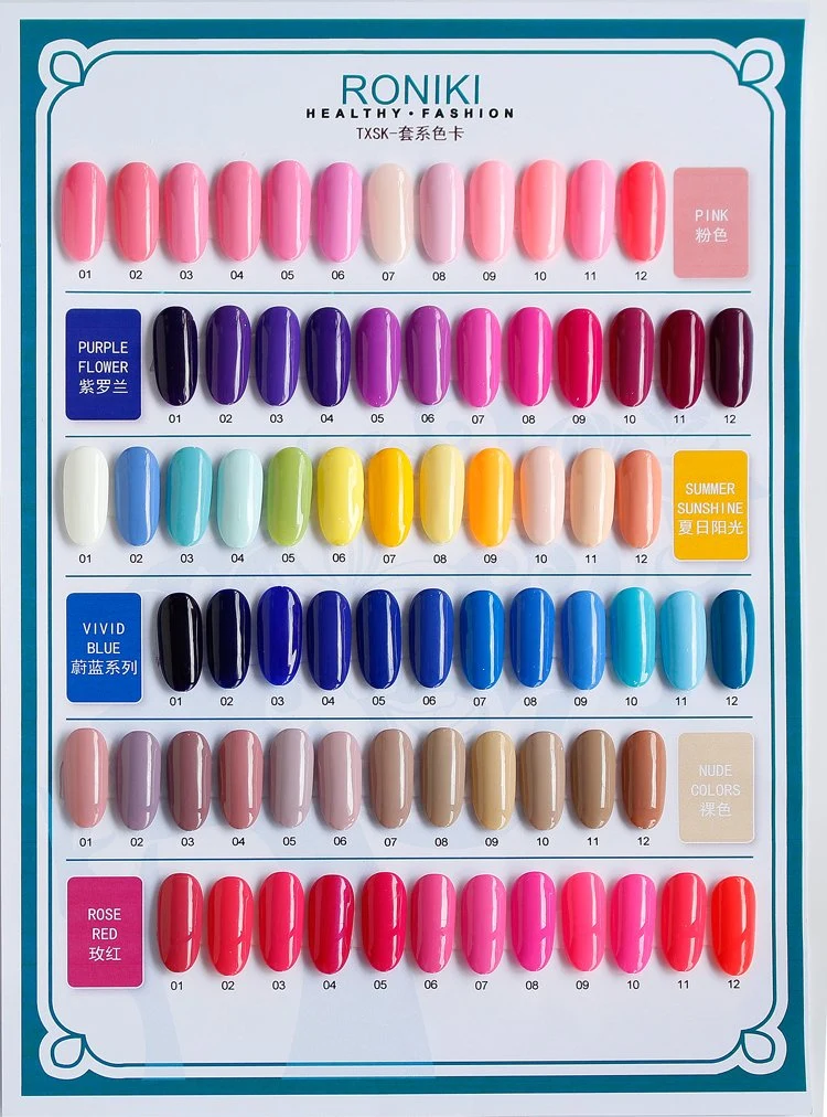 Esmalte de uñas de gel Mayorista/Proveedor Roniki muestra gratuita de 308 colores con gel sólido polaco