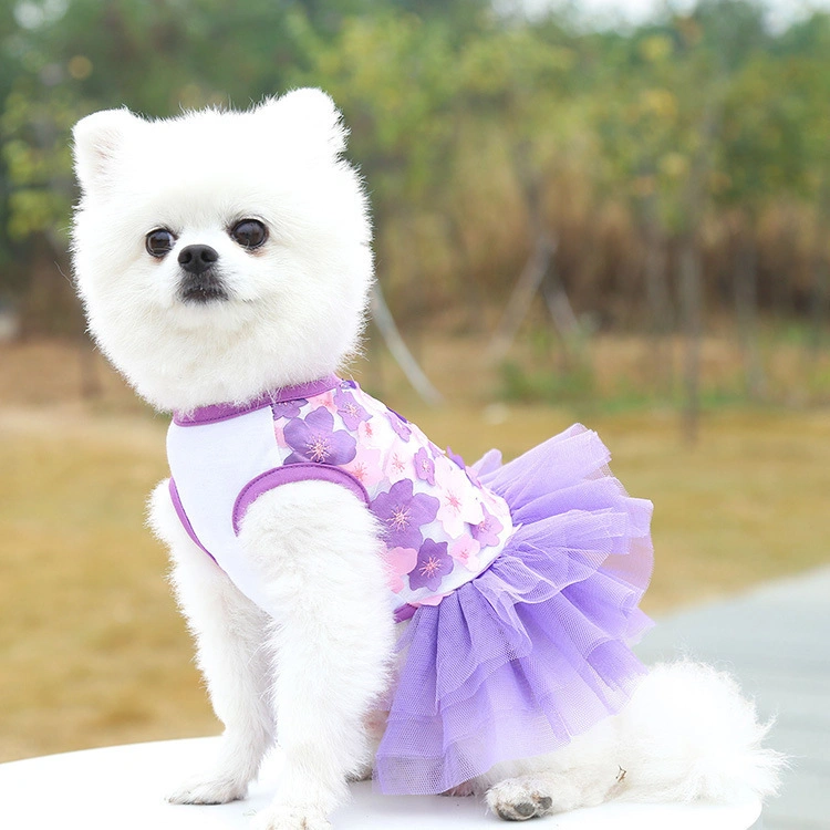 Sommer Luxus Hundekleid Pfirsich Blüte Hund Hochzeit Prinzessin Kleider Für niedliche Mädchen Hunderock