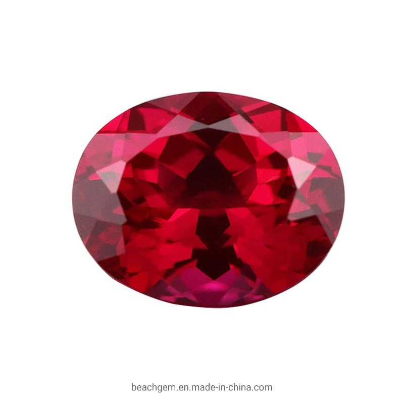 Czochralski Method Lab Created Ruby Oval Shape Gemstone for Jewelry Setting