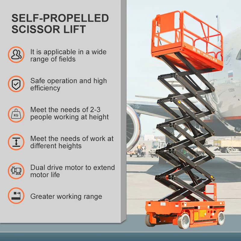 200kg Hydraulic Battery Power Self Propelled Scissor Lift Platform