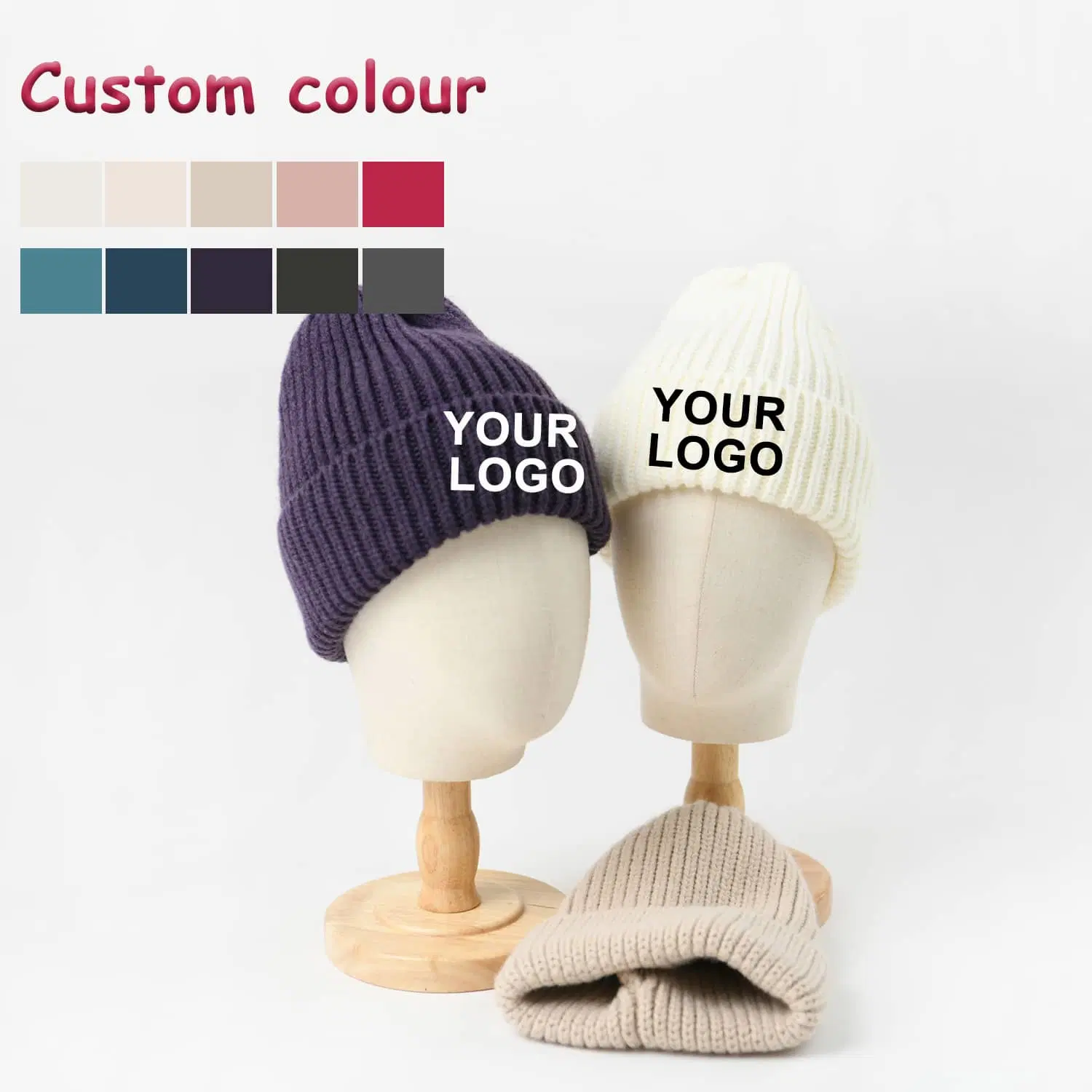 Slouch Fluffy Blank Manufacturer Warm Winter Present Custom Logo Winter Glove & Mittens Beanie Hats