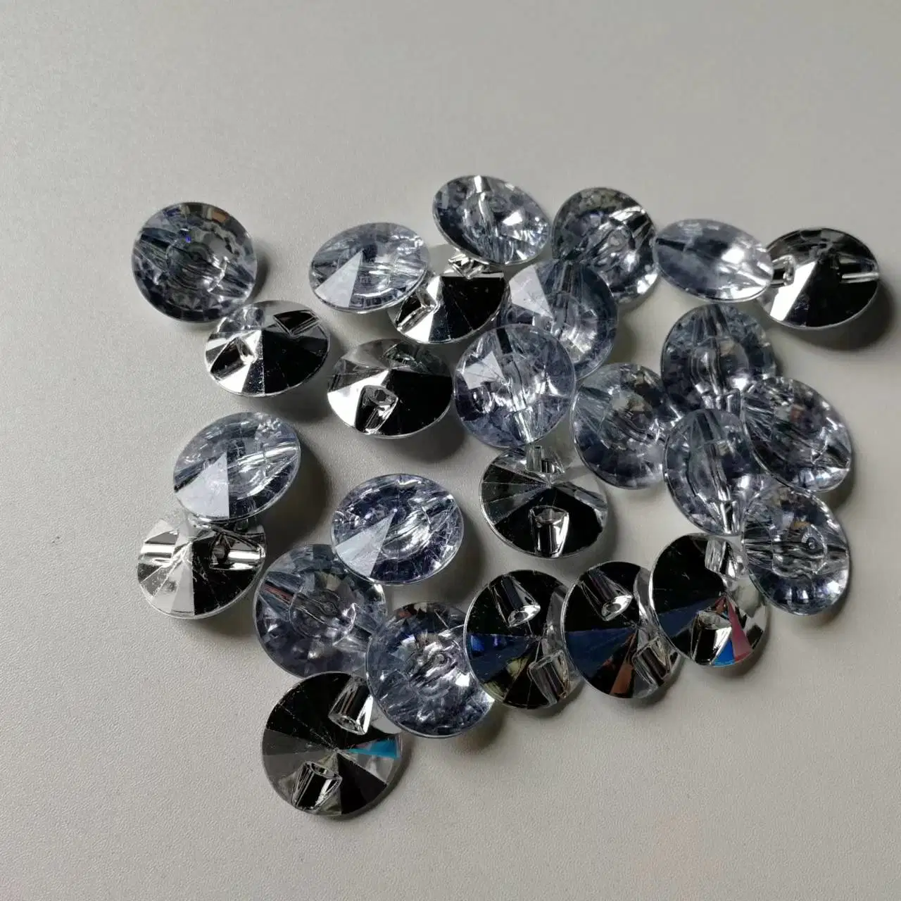 Plastic Crystal, Faux Diamond Round Buttons, Many Sizes 8 mm up to 25 mm