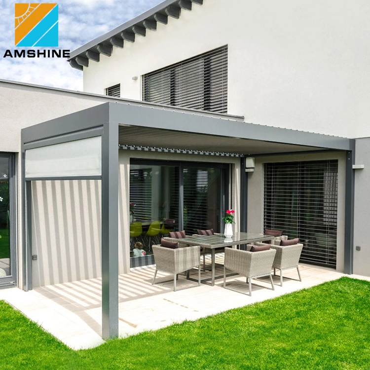 Unión Parasol Patio exterior resistente al agua del techo eléctrico de la Glorieta de Control Remoto de persiana de aluminio pérgola para el ocio