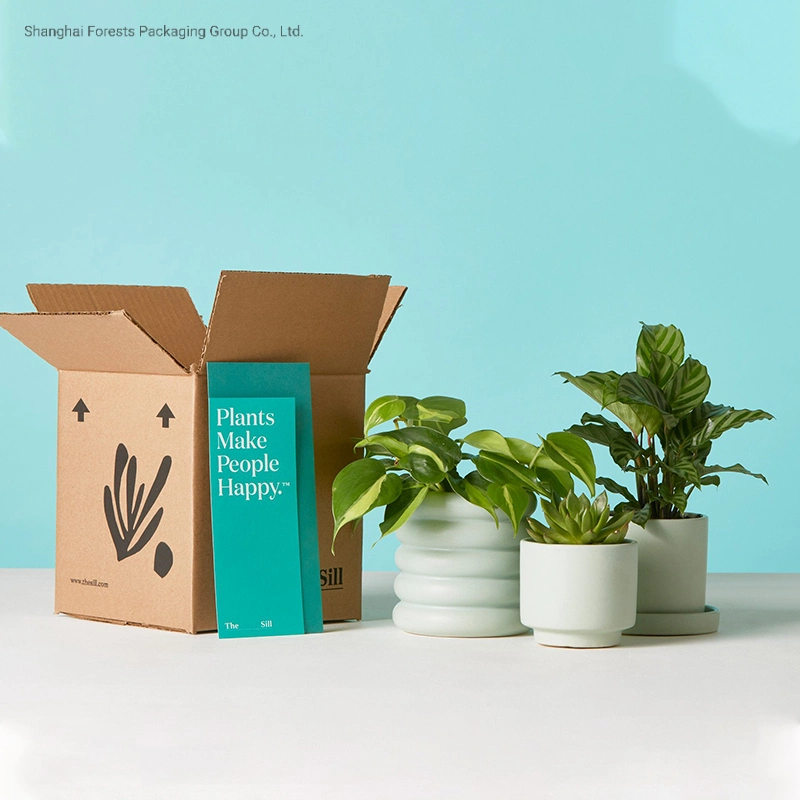 Wholesale Custom Logo Real Artificial Plant Pots Corrugated Paper Box Succulent Plant Pot Shipping Packaging Box Custom Business Shipping Boxes